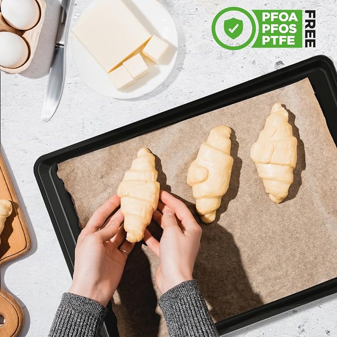 NutriChef Nonstick XL Cookie Sheet Baking Pan - 22" x 16" - Durable Carbon Steel, PFOA Free, Dishwasher Safe, Perfect for Cookies, Cakes, Lasagna, and More - 6 PACK - Image 4