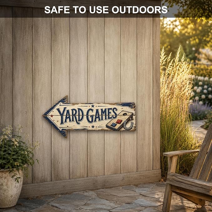 Yard Games Left-Pointing Arrow Sign | barnwood look, rustic, durable print, ready to hang - Image 4