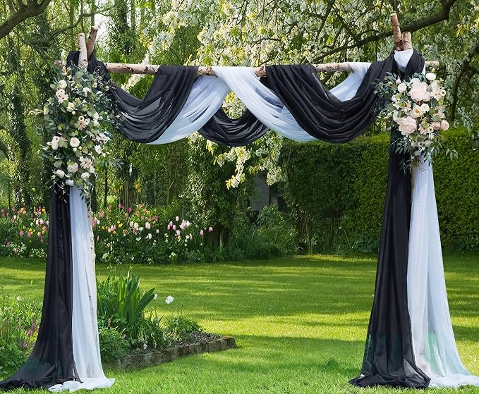Warm Home Designs 55 x 288 Black Sheer Window Scarf. AM Black 288" | Extra Long Window Scarves Valances are Great As Wedding Arch Draping Fabric, Bed Canopy Or for Decorative Project. - Image 4