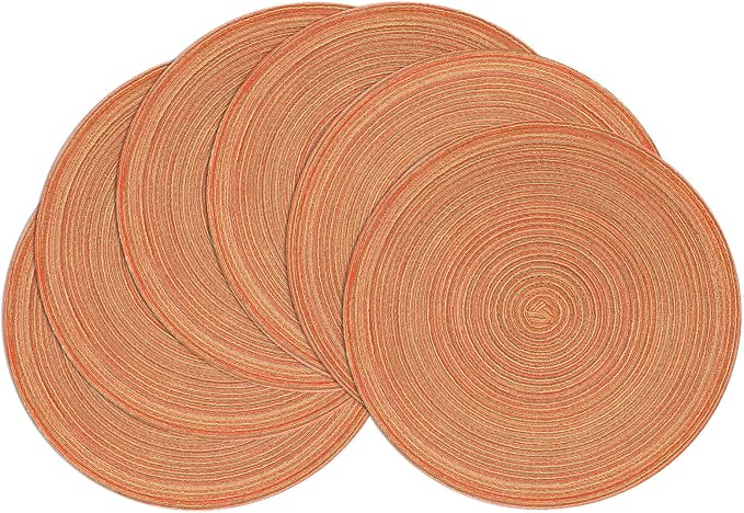 SHACOS Round Braided Placemats Set of 6 Fall Place Mats Washable Polyester 15 inch Round Table Mats for Dining Table Wedding Party Decor (Fall Color Mix, 6) by SHACOS