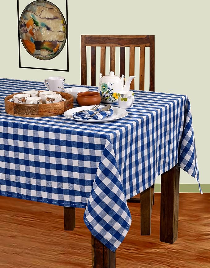 Urban Villa Tablecloth Cotton Rectangle 60x84(6-8 Seats) Blue White - Image 2