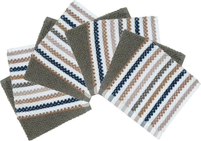 Bumble Dish Cloths 8-Pack, Cotton Kitchen Towels, 12"x12" Grey Wide Stripes | 430 GSM Soft Dish Towels for Kitchen, Highly Absorbent & Durable Kitchen Rags for Washing Dishes - Image 2