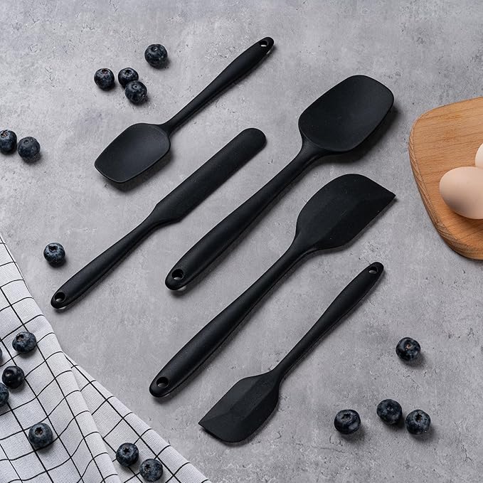 Silicone Spatula Set,5 Piece Food Grade Rubber Spatulas,Grey | Spatulas Silicone Heat Resistant for Baking,Cooking,and Mixing High Heat Resistant Non Stick Dishwasher Safe BPA-Free - Image 6