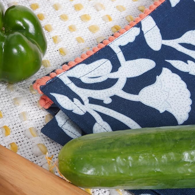 Printed Kitchen Dish Bar and Tea Towels Cotton, 18x28 inch with Trims, Cotton Dish Towel Sets (Allover Blue, Set of 6) - Image 8
