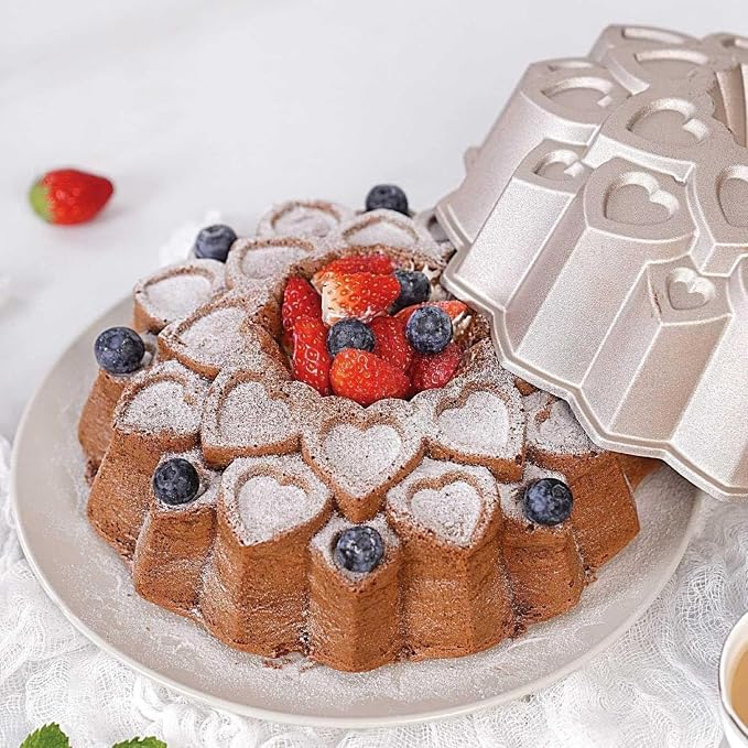 Baker's Secret Nonstick Fluted Cake Pan, Perfect for Fluted Cakes, Die Cast Aluminum Cake Pans, 2 Layers Non-stick Coating For Easy Release, Fluted Cake Pans - (Amour) - Image 5