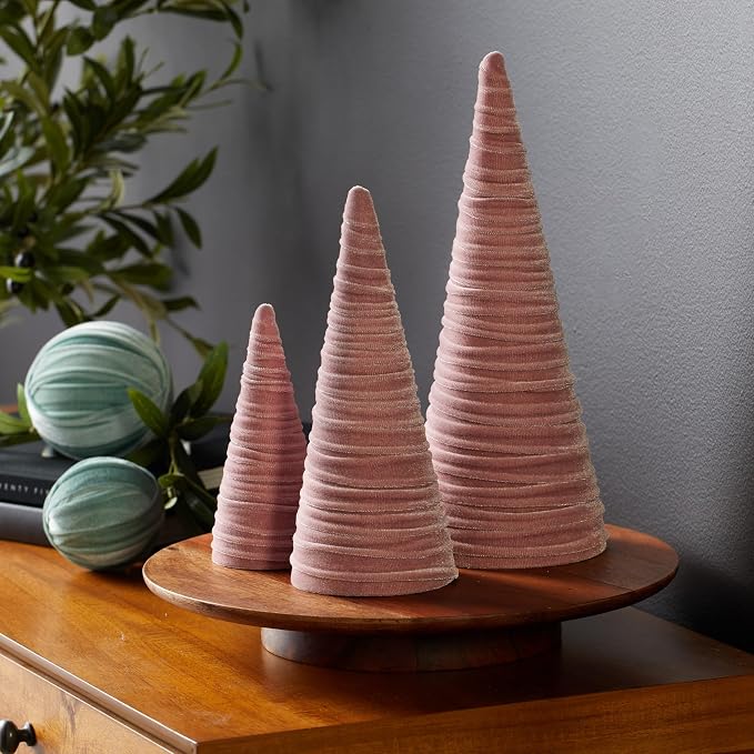 Your Heart's Content Blush Velvet Trees Set of 3, Elegant Mantel Accent, Teen Girl Coquette Room Decor, Handcrafted Gift for, Valentine Tablescape, Cozy (Blush) - Image 3