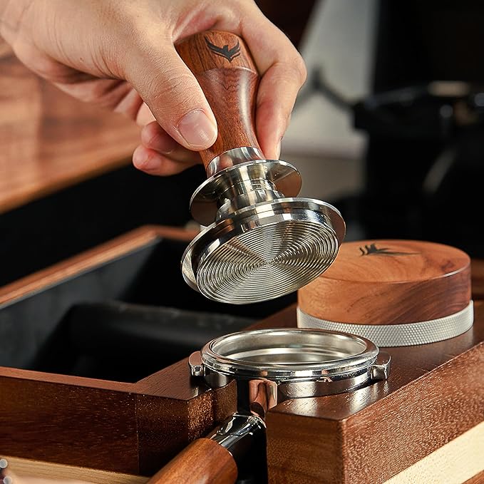 Espresso Tamper Kit 51mm Advanced Barista Accessories Set with Tamper, Distributor, Funnel, Knock Box, Puck Screen and WDT Tool for Precision Coffee Making
