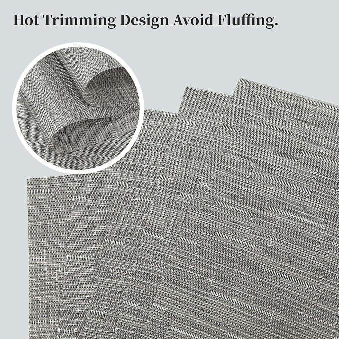 Leetaltree Silver Placemats Set of 4 - Heat Resistant Non-Slip Place mats for Dining Table, Washable Durable PVC Vinyl Woven Table Mats（Silver, 4） - Image 3