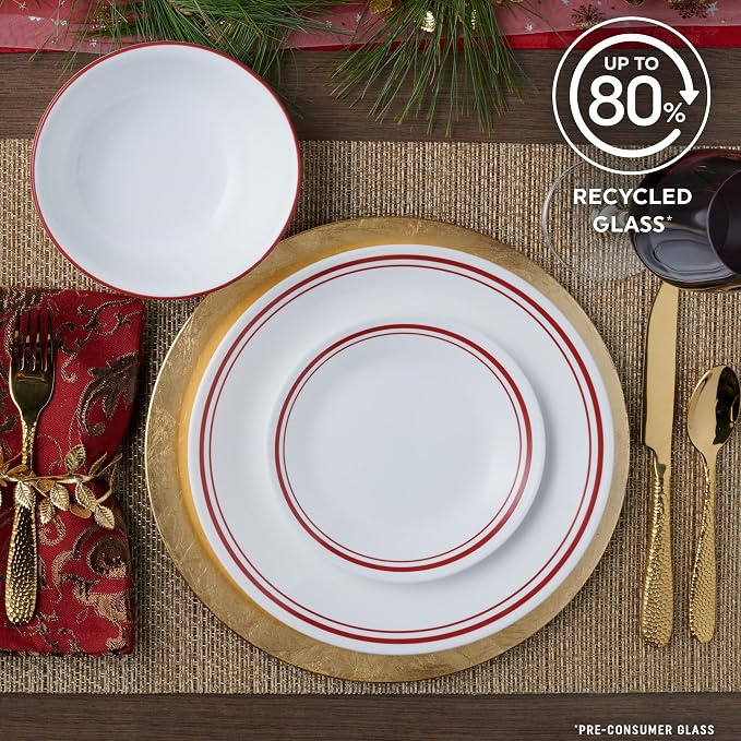 Corelle Vitrelle 18-Piece Service for 6 Dinnerware Set, Triple Layer Glass and Chip Resistant, Lightweight Round Plates and Bowls Set, Logan - Image 5