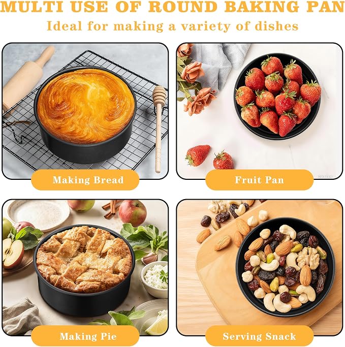 E-far 7 Inch Round Cake Pan Set of 3, Nonstick Stainless Steel Baking Pans Tin, Bakeware for Layer Cakes, Stainless Steel Core & Non-toxic Coating, Straight Side & 2 Inch Deep - Image 6