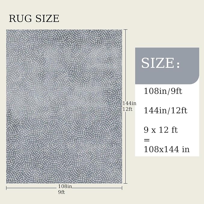 9x12 Area Rug, Extra Large Soft Washable Rug for Living Room - Luxurious Low Pile Stain & Pet Friendly Non-Slip Carpet, Modern Home Decor - Image 2