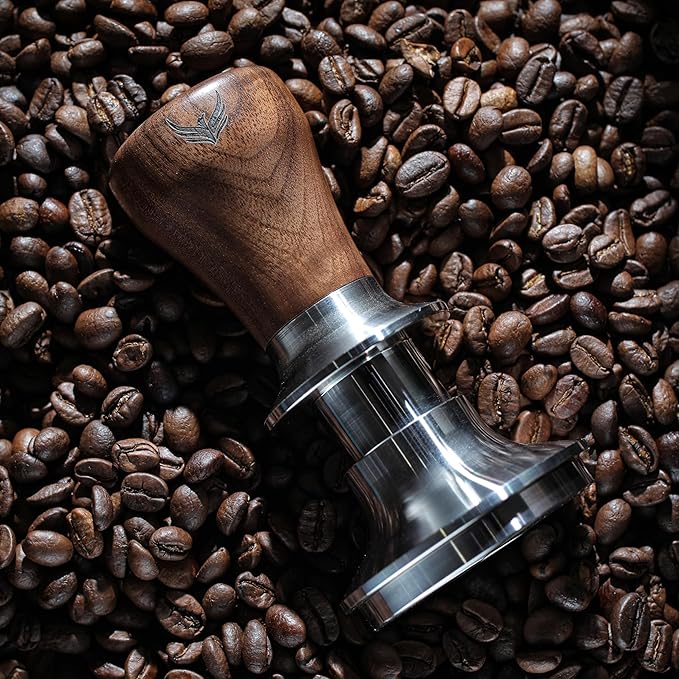 Complete 51mm Espresso Machine Accessories Kit – Walnut Handle Tamper, Coffee Distributor, WDT Tool, Knock Box, and Tamping Station