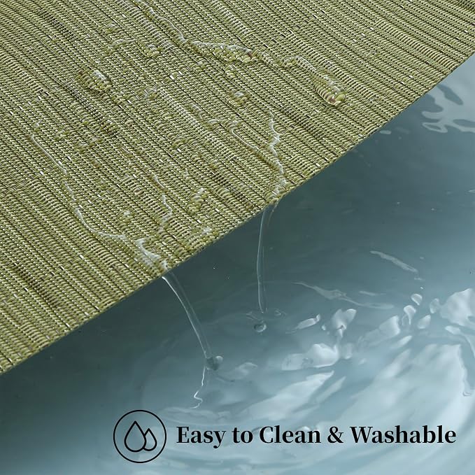 Leetaltree Pea Green Placemats Set of 4 - Heat Resistant Non-Slip Place mats for Dining Table, Washable Durable PVC Vinyl Woven Table Mats（Pea Green, 4） - Image 5