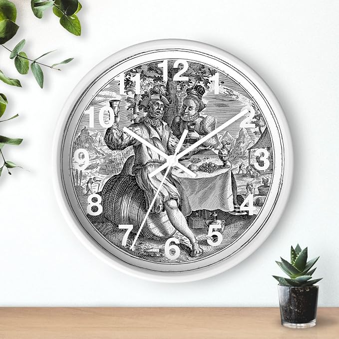 Mozingo ~ Wine Clock for Kitchen Bar Wall It's Wine O'clock Silent Time Gift Home Decor Made In USA, 10" (Hour Marks - Numbers, Clock Frame Color - White, Wine Theme #02) - Image 3