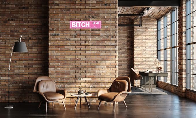 Retro Girl Pink Tin Metal Sign Bitch Blvd Bold Statement Wall Decor for Home Vintage Bar or Dorm Unique Gift Idea for Friends 4x16 in - Image 5