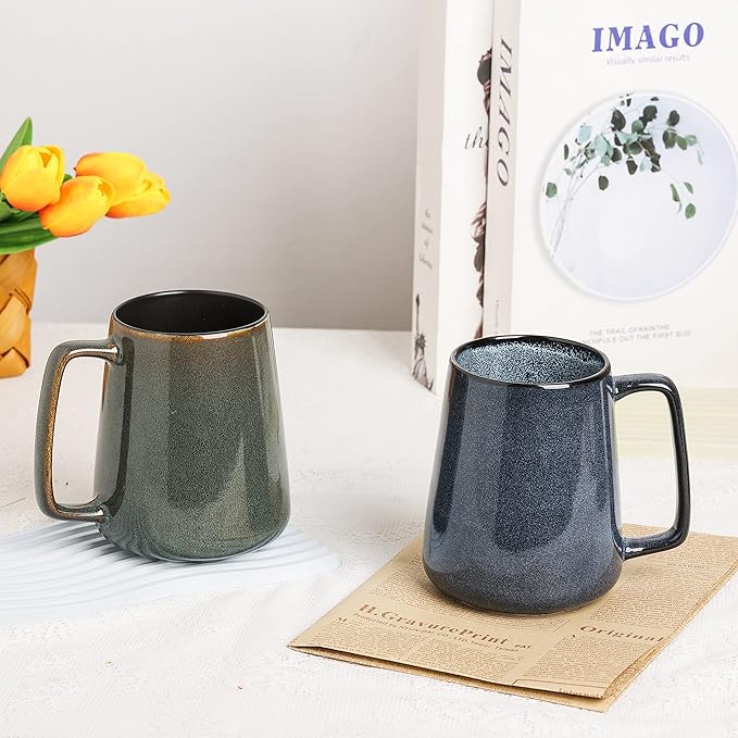 Large Ceramics Coffee Mugs,24 oz,Large Handle Design,Extra Large Tea and Coffee Cup for Office and Home，Microwave and Dishwasher Safe(Color:24 oz green) - Image 6
