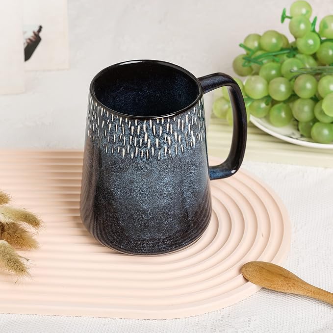 Large Ceramics Coffee Mugs,24 OZ,Large Handle Design,Extra Large Tea and Coffee Cup for Office and Home，Microwave And Dishwasher Safe(Color:24 oz star blue) - Image 5