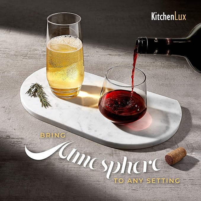 Kitchen Lux Drinking Glasses Set of 8 - Highball Tumbler & Rocks Drinkware | 4 Tall (18.5oz) & 4 Short (12.8oz) Glass Cups - Elegant Glassware Sets for Sparkling Cocktails, Wine, Beer, Whiskey - Image 6