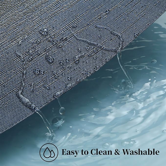 Leetaltree Denim Blue Placemats Set of 8 - Heat Resistant Non-Slip Place mats for Dining Table, Washable Durable PVC Vinyl Woven Table Mats（Denim Blue, 8） - Image 5