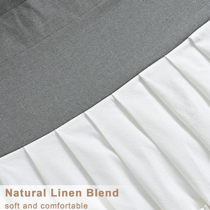 Likiyol Linen Valances for Windows Farmhouse Window Valances with Ruffle Rustic Country Light Filtering Kitchen Valance Curtains Rod Pocket Valance for Bathroom Cafe, Grey White, 52" W X 18" L - Image 7