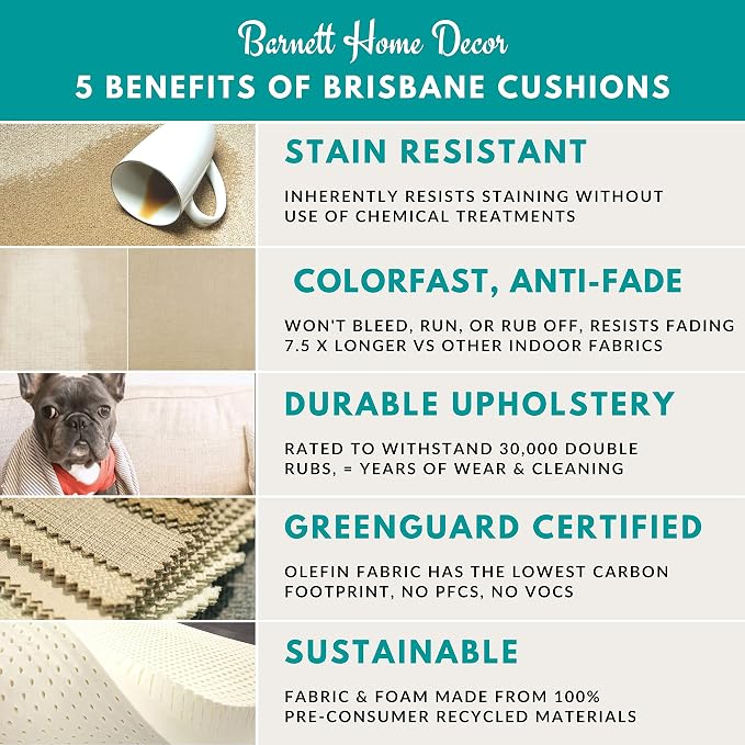 Barnett Home Decor Hayden Chair Cushions, Size Medium, Pack of 2 – Beige (Natural) – Linen Look - Image 6