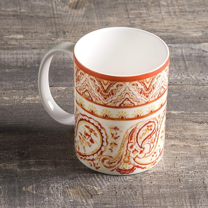 Maison d' Hermine Coffee Mug with Handles Tea Cups (15 Ounce, Pack of 1) | Fine Bone China Coffee Mugs for Hot Beverages Cappuccino Latte Home Hotel Spring Summer -Palatial Paisley - Indian Summer - Image 8