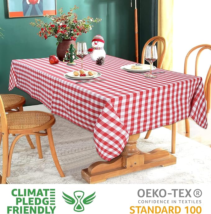 Urban Villa Tablecloth Cotton Tabletop 60x102 (8-10 Seat) Red/White Checks - Image 3