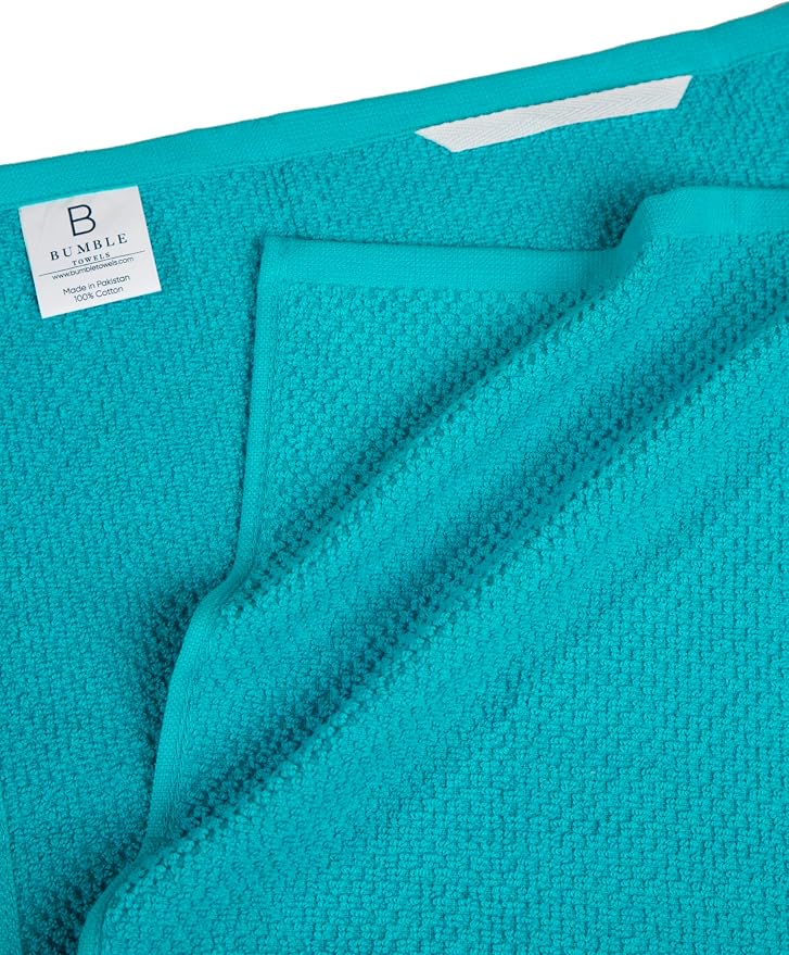 Bumble Kitchen Towels 6 Pack 100% Cotton 16"x26" - Aqua | 430 GSM Soft Kitchen Hand Towels with Hanging Loop, Highly Absorbent & Durable for Washing and Drying Dishes - Image 3