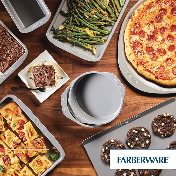 Farberware Golden Bake Nonstick Round Cake Pan Set, 2-Piece | Insulated Non Stick Round Cake Pan Set, Oven Safe to 450°F, Easy Release, Dishwasher Safe, in Gray - Image 4