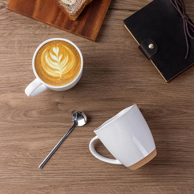 AmorArc 12oz Ceramic Coffee Mugs set of 6, Stylish Coffee Mugs with Rustic Terracotta Underside for Man, Woman, Dad, Mom, Suitable for Latte/Cappuccino/Milk/Cocoa. Dishwasher&Microwave Safe, White - Image 3