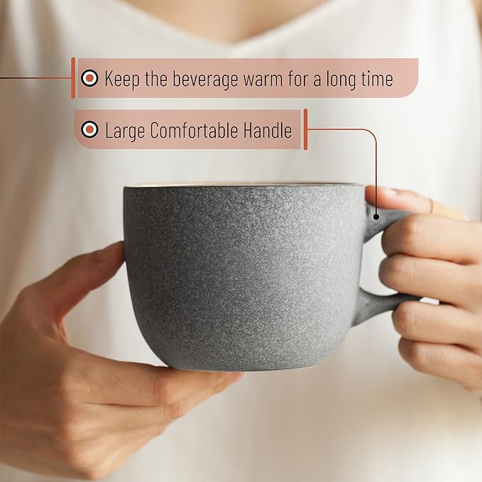 BTaT- Porcelain Coffee Mugs Set, 14 oz (415 ml), 6 Pack, Ceramic Coffee Mugs, Matte Black Outside and Colorful Inside, Restaurant Cups for Tea, Cappuccino, Cocoa, Cereal, Mug Gift Set, Dishwasher Safe - Image 6
