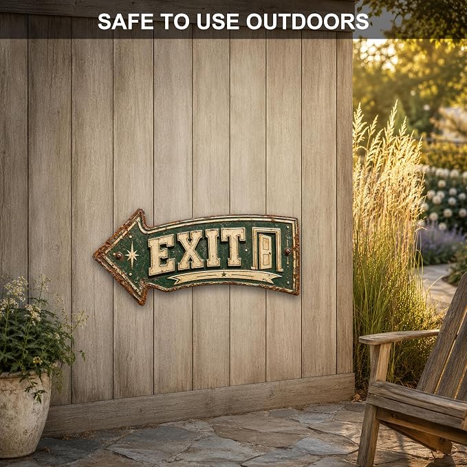 Exit Left-Pointing Arrow Sign — Die-Cut Metal Directional Wall Decor | powder-coated metal, vintage, durable print, ready to hang - Image 4