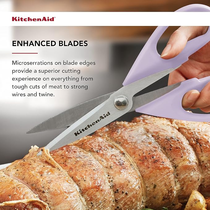 KitchenAid All Purpose Kitchen Shears with Protective Sheath Durable Stainless Steel Scissors,Dishwasher Safe,Soft Grip Comfort Handle,8.72 Inch,Lavendar Cream,(Pack of 2) - Image 7