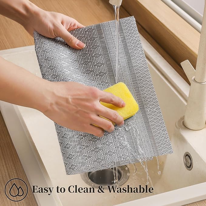 Leetaltree Lunar Grey Placemats Set of 6 - Heat Resistant Non-Slip Place mats for Dining Table, Washable Durable PVC Vinyl Woven Table Mats（Lunar Grey, 6） - Image 5
