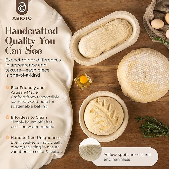 Sourdough Proofing Basket and Starter Jar Kit – 1.1 LB Oval Wood Pulp Banneton (Made in Germany) with 24 oz Sourdough Starter Jar, Thermometer Strips & Spatula – Beginner Bread Proofing Set