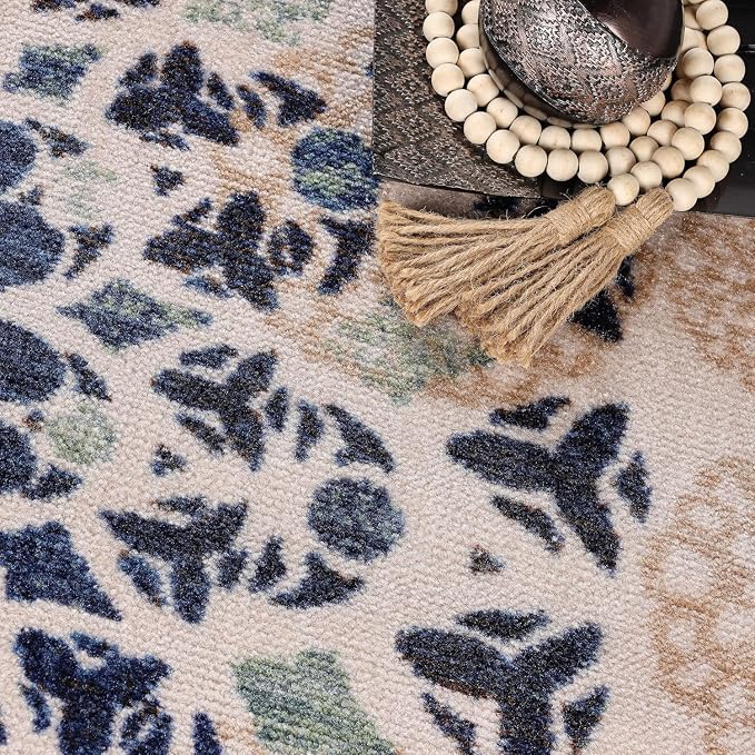 Superior Washable Indoor Area Rug, for Dining, Kitchen, Office, Modern Floor Decor, Soft Aesthetic Rugs, Medallion Damask Indoor Rugs, Thalia Collection, 2' 7" x 8', Cream - Image 5