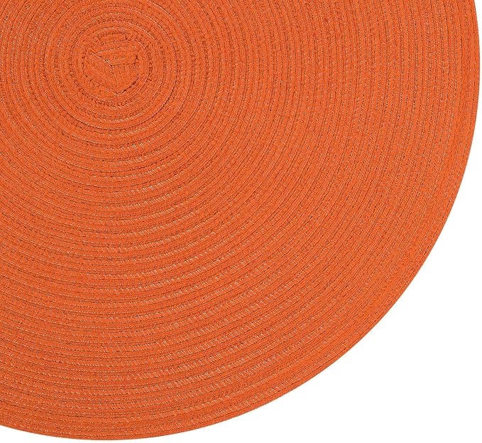 SHACOS Round Placemats Set of 4 for Dining Table Autumn Fall Round Braided Place Mats Washable Non Slip Kitchen Table Mats Decor, Bright Orange - Image 9