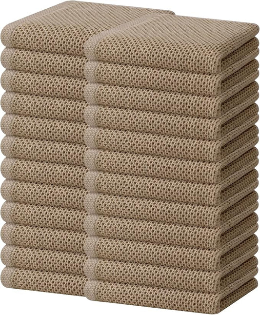 Homaxy 100% Cotton Waffle Weave Kitchen Dish Towels 24-Pack, Tan | 13 x 28 Inches, Ultra Soft Absorbent Dish Towels, Quick Drying Cleaning Towels by Homaxy
