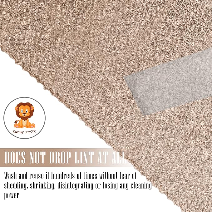 Sunny zzzZZ 24 Pack Kitchen Dishcloths - Does Not Shed Fluff - Reusable Dish Towels, Dish Cloths, Super Absorbent Coral Fleece Cleaning Cloths, Nonstick Oil Washable Fast Drying, 10 x 20 Inch (Brown) - Image 4
