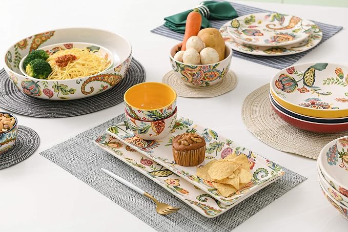 Bico Protea Cynaroides Pasta Bowls, 35oz Salad Bowl Set of 4, Large Ceramic Serving Dinner Bowls for Soup and Cereal, Microwave and Dishwasher Safe, Gift for Housewarming and Thanksgiving - Image 5
