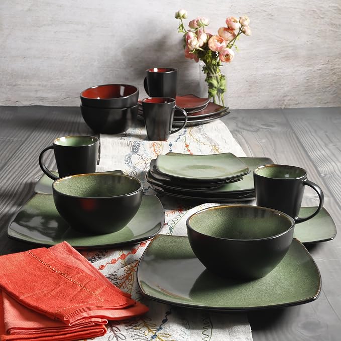 Gibson Elite Soho Lounge 16 Piece Dinnerware Set, Green - Image 11