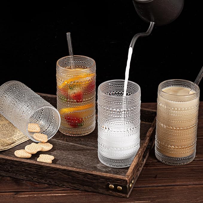 Dingerjar Upgraded Large Capacity 16 oz/480 ml Hobnail Glasses Drinking Set of 12 - Heavy Vintage Glassware - Image 5