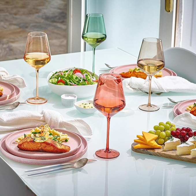 Colored Cordial Glasses Set of 6, 18oz Crystal Unique Fall Drinking Wine Glass Cups with Stem - Luxury Multi Color Glassware Gift Set for Wife & Mom - Colorful Hand Blown Drinkware for Red White Wine. - Image 3