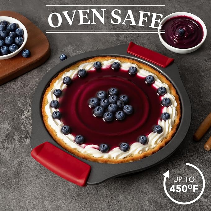 Tiawudi 9" Round Cake Pan Set of 2, 0.8mm Thick Heavy Duty Bakeware for Tiered & Layered Cakes, Nonstick Baking Pan with Diamond Texture for Even Heating, Cake Mold with Silicone Grip Handles - Image 7