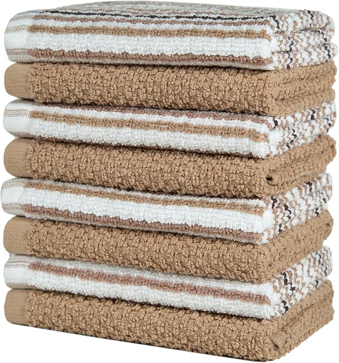 Bumble Dish Cloths 8-Pack, 100% Cotton Kitchen Towels, 12"x12" Tan | 430 GSM Soft Dish Towels for Kitchen, Highly Absorbent & Durable Kitchen Rags for Washing Dishes - Image 5