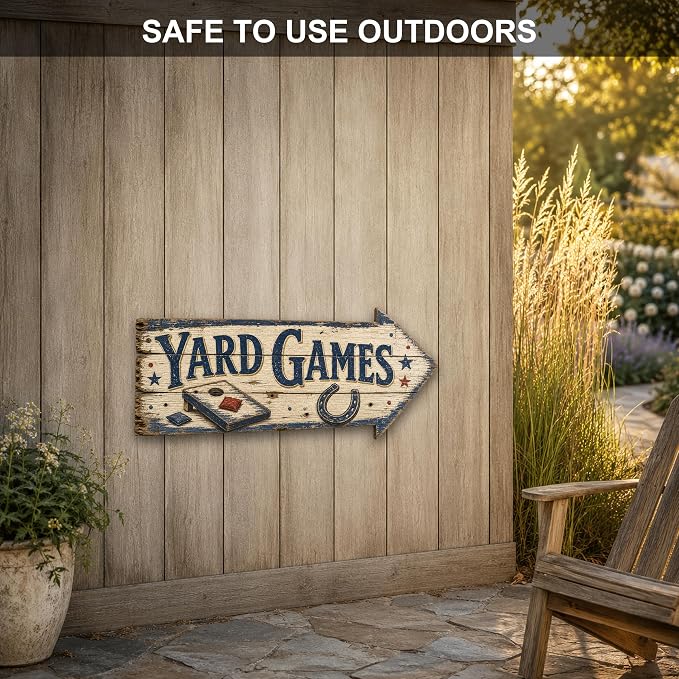 Yard Games Right-Pointing Arrow Sign | barnwood look, rustic, durable print, ready to hang - Image 4