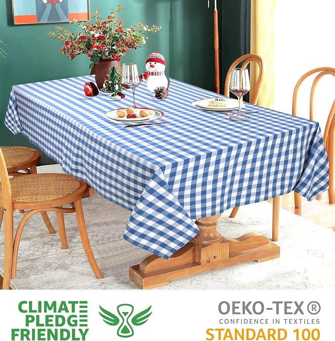 Urban Villa Tablecloth Cotton Rectangle 60x84(6-8 Seats) Blue White - Image 3