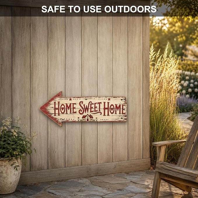Home Sweet Home Left-Pointing Arrow Sign | barnwood look, rustic, durable print, ready to hang - Image 4