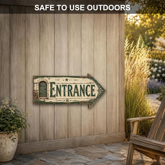 Entrance Right-Pointing Arrow Sign — Die-Cut Metal Directional Wall Decor | barnwood look, rustic, durable print, ready to hang - Image 4