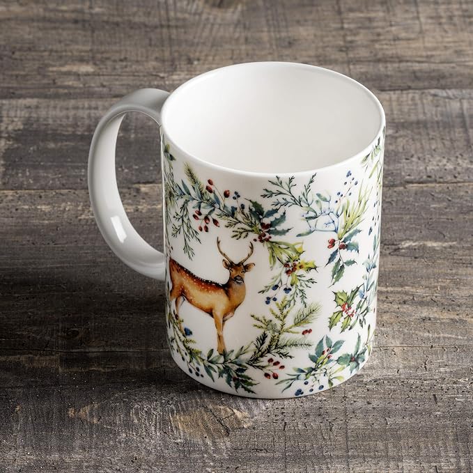 Maison d' Hermine Coffee Mug with Handles Tea Cups (12 Ounce, Pack of 1) | Fine Bone China Coffee Mugs for Hot Beverages Cappuccino Latte Home Restaurant Hotel Spring Summer -Holly Time - Biche - Image 8